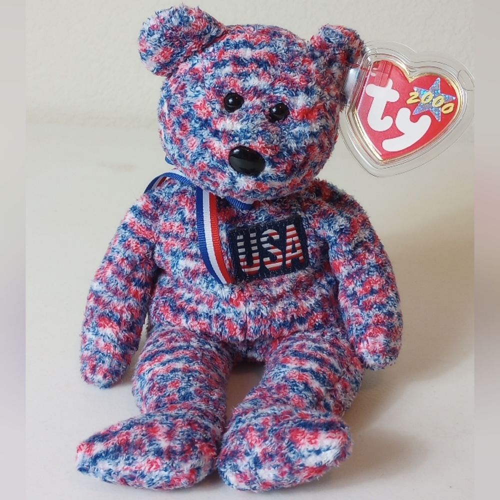TY Beanie Baby - USA the Bear  2000 7th Generation Tush Tag